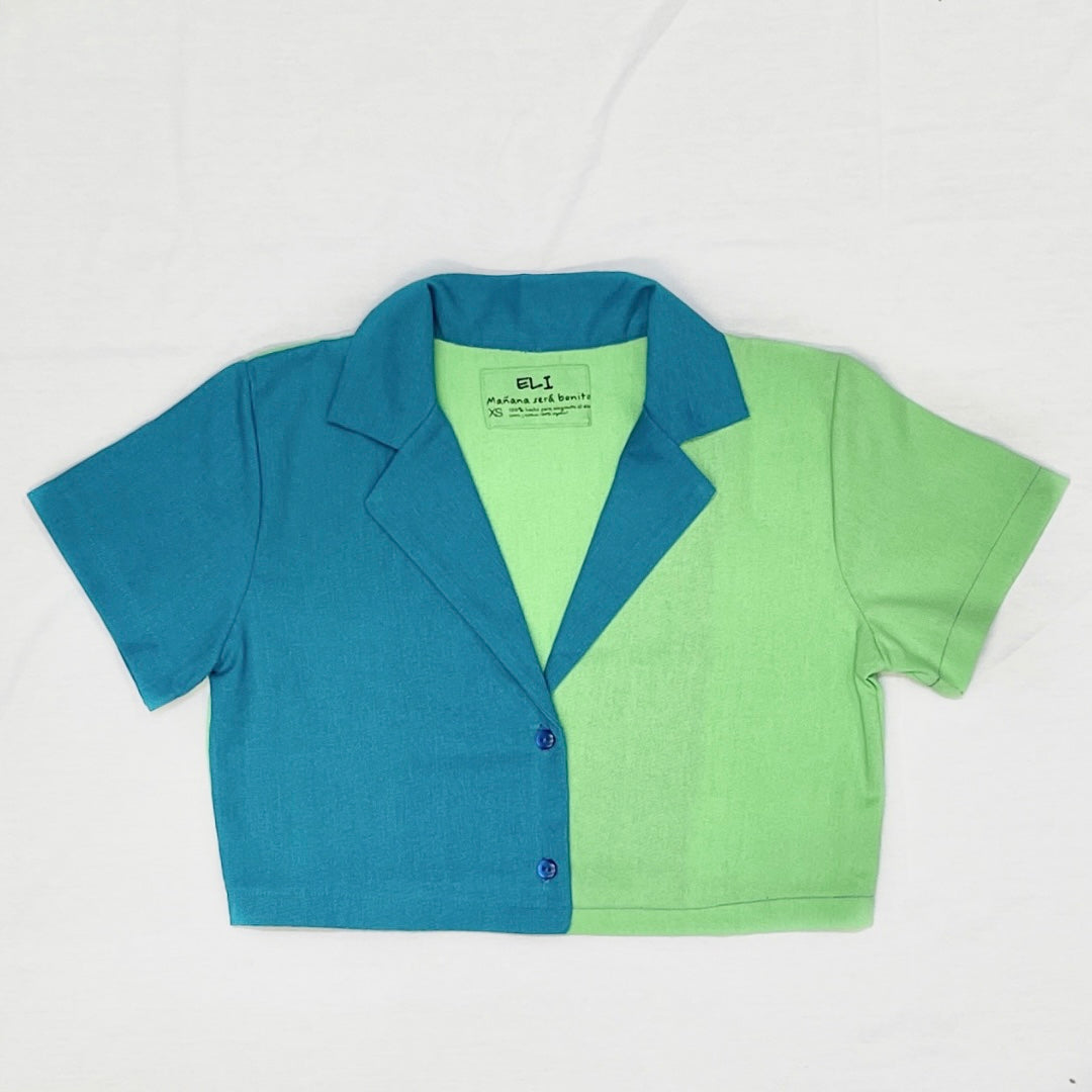 Blusa corta bicolor 🌈 (karol g)