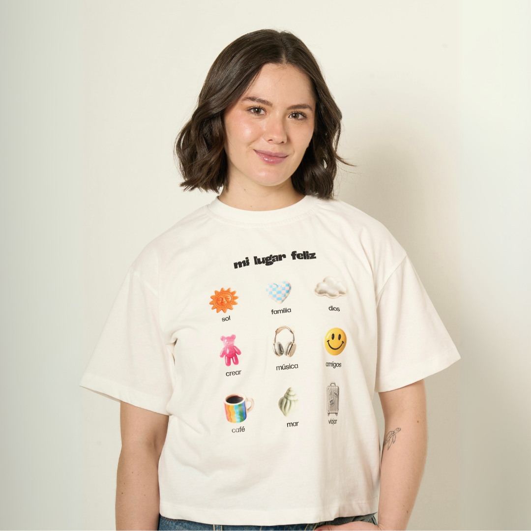 mi lugar feliz charms tshirt